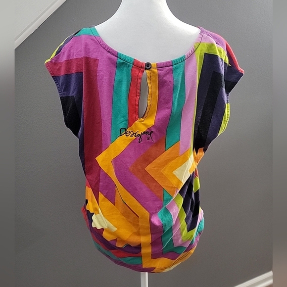 Desigual Unique Art To Wear Sleeveless Studded Tank Top Blouse Med Colorful - Picture 4 of 5